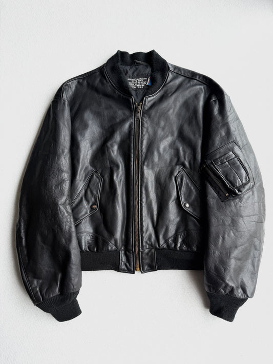 Giacca vintage Schott MA-1 in pelle nero tg 50