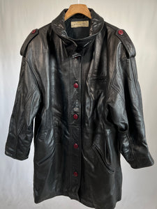 Giacca vintage in pelle nero tg XL