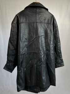 Giacca vintage in pelle nero tg XL