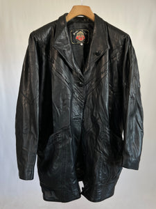 Giacca vintage in pelle nero tg L