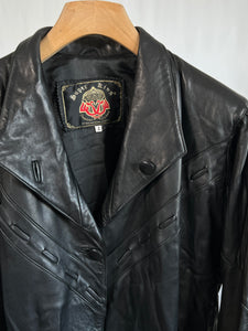 Giacca vintage in pelle nero tg L