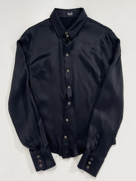 Camicia vintage Dolce & Gabbana seta nera tg 46