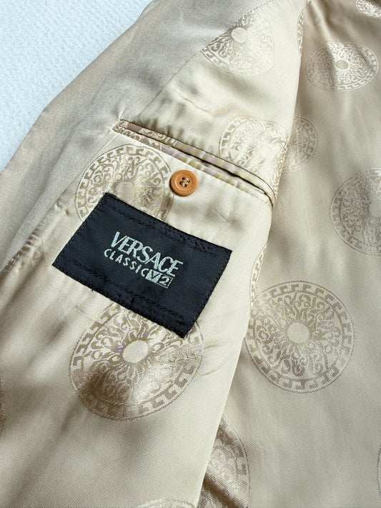Blazer vintage Versace seta/lino color sabbia tg XL