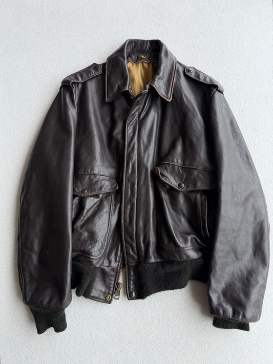 Giacca vintage Schott marrone pelle tg 46