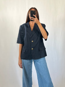 Blazer vintage Valentino in lino blu tg L