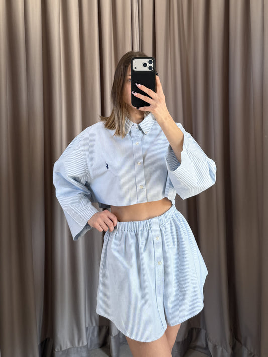 Coordinato vintage Ralph Lauren righe azzurre tg U