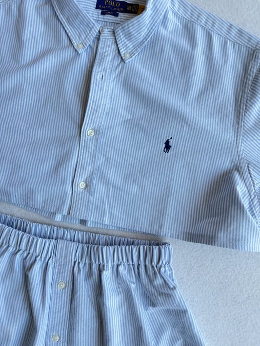 Coordinato vintage Ralph Lauren righe azzurre tg U