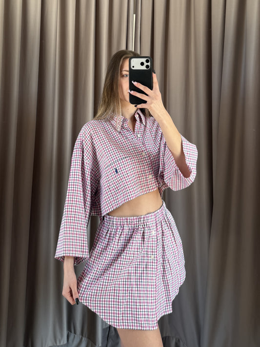 Coordinato vintage Ralph Lauren quadri rosa tg U