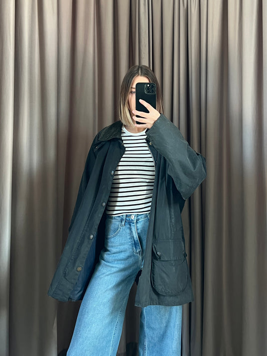 Giacca vintage Barbour Bedale blu tg L