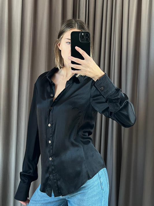 Camicia vintage Dolce & Gabbana seta nera tg 46