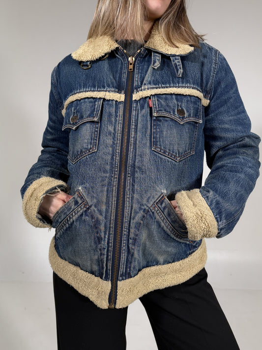 Giacca vintage Levi's Sherpa in denim tg L