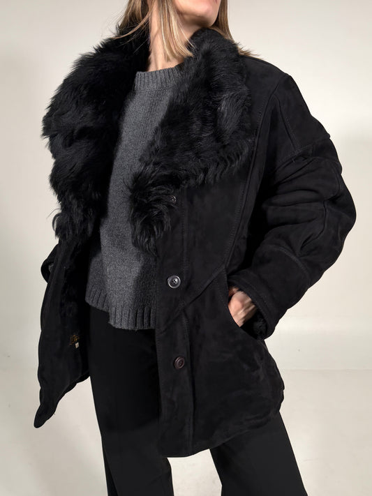 Montone vintage Shearling nero tg 44