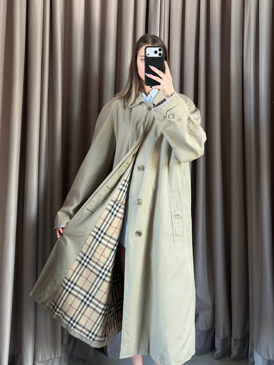 Trench vintage Burberry verde chiaro tg L