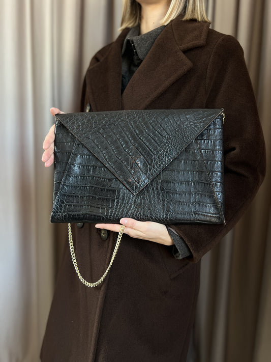 Borsa vintage Fendi pelle con tracolla oro