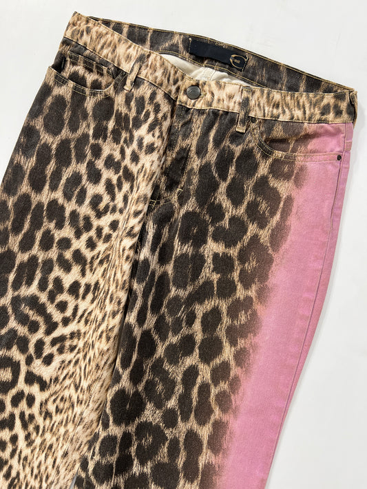 Jeans vintage Cavalli leoaprdo e rosa tg 46