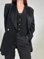 Carica l&#39;immagine nel visualizzatore di Gallery, Blazer &amp; gilet vintage C. Pignatelli nero tg M
