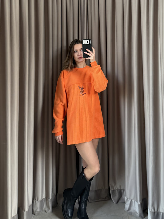 Felpa vintage Yves Saint Laurent pile arancio tg L