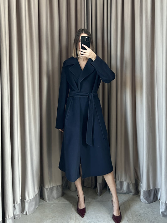 Cappotto vintage Max Mara blu lana tg 44