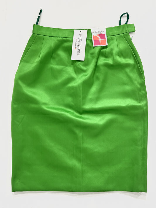 Gonna vintage YSL verde seta tg 42