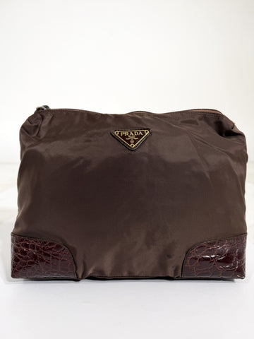 Borsa vintage Prada marrone nylon
