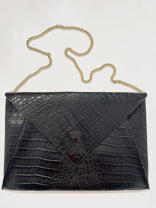 Borsa vintage Fendi pelle con tracolla oro