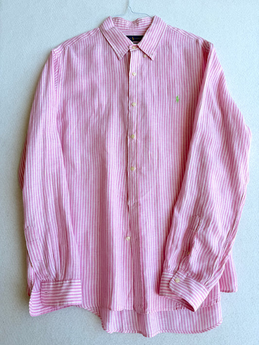 Camicia vintage Ralph Lauren lino rosa tg XXL