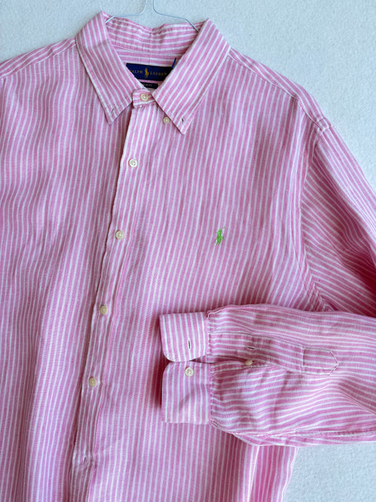 Camicia vintage Ralph Lauren lino rosa tg XXL