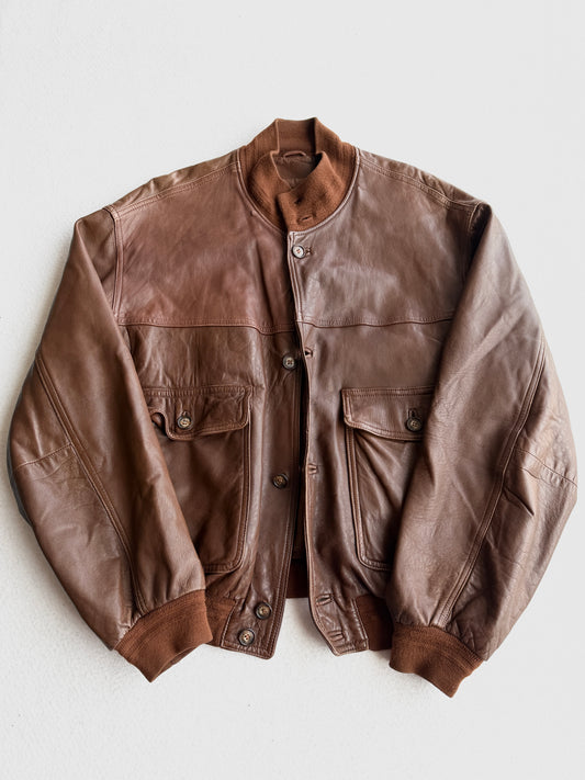 Giacca vintage in pelle marrone tg L/XL