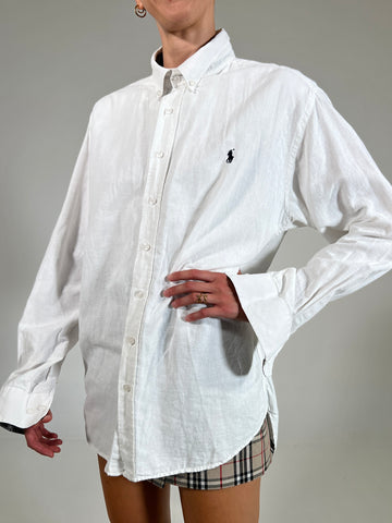 Camicia vintage Ralph Lauren bianco lino tg L/XL