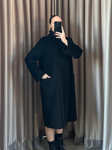 Cappotto vintage Max Mara nero lana/cashmere tg 42