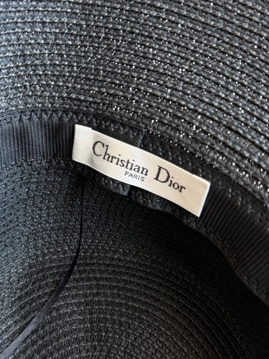 Cappello vintage Christian Dior nero a tesa larga