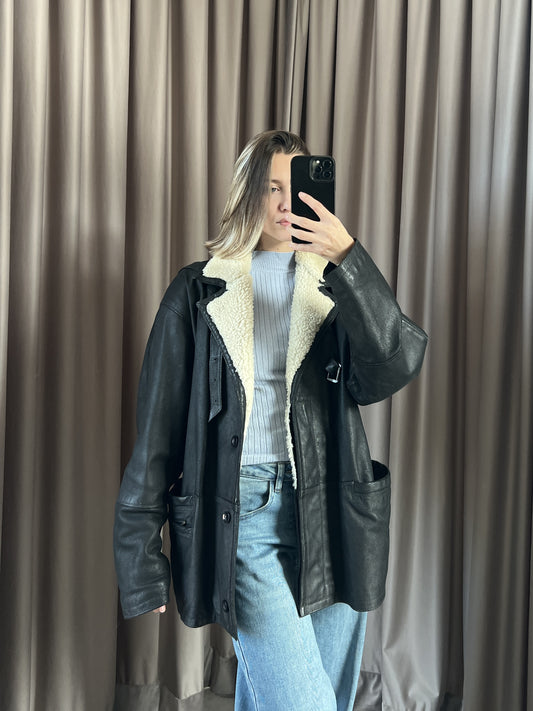 Montone vintage Shearling nero tg 46