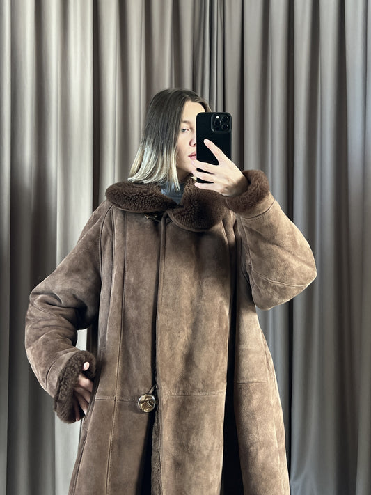 Montone vintage Shearling marrone tg M/L