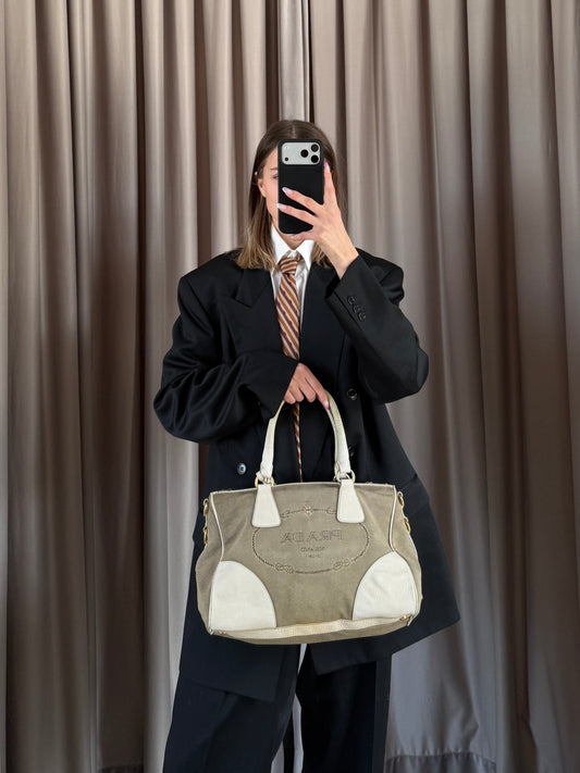 Borsa vintage Prada tela a mano