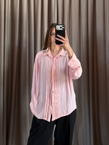 Camicia vintage in seta rosa tg M