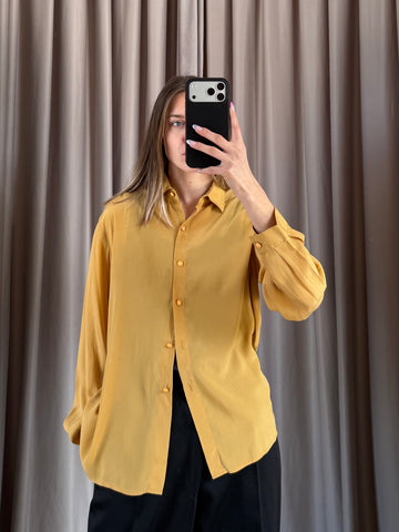Camicia vintage in seta senape tg M