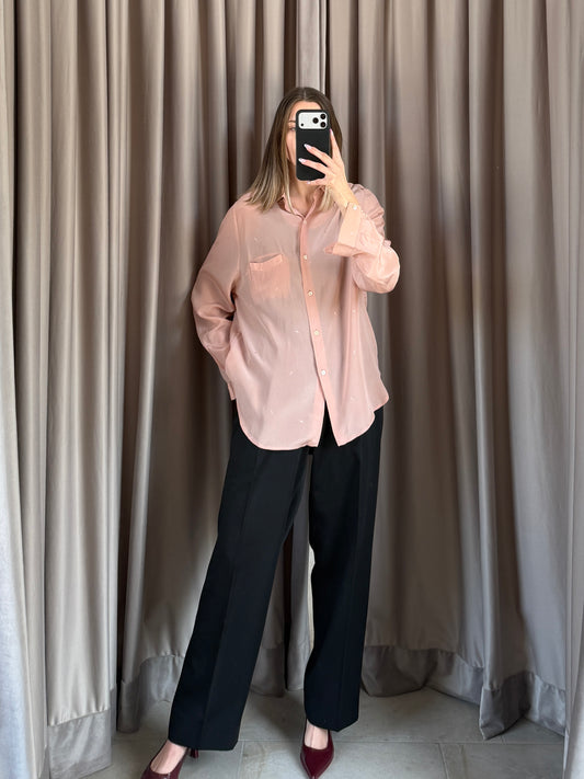 Camicia vintage in seta rosa tg M/L