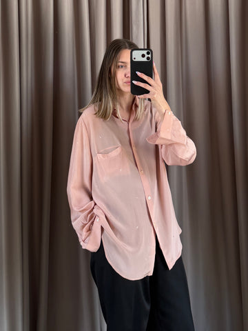 Camicia vintage in seta rosa tg M/L