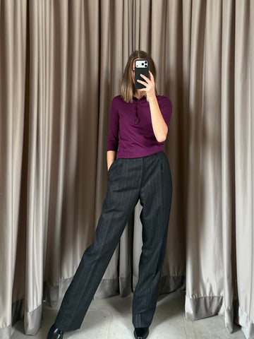 Pantalone vintage Yves Saint Laurent gessato lana tg 48