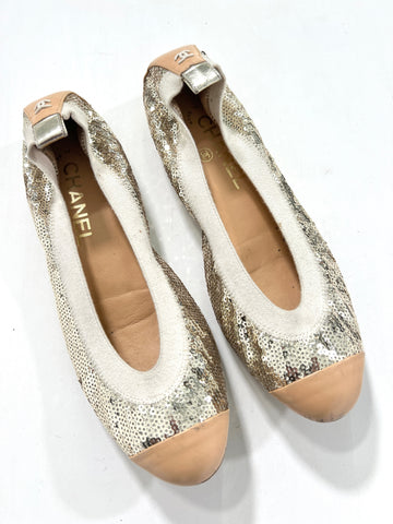 Scarpe vintage Chanel paillette tg 36.5