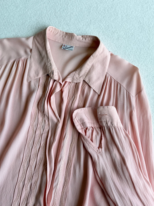 Camicia vintage in seta rosa tg M