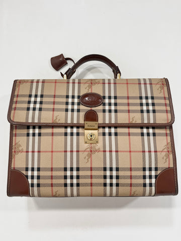Borsa cartella vintage Burberry tartan