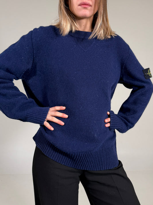 Maglia vintage Stone Island lana blu tg XL