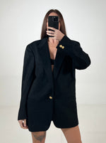 Carica l&#39;immagine nel visualizzatore di Gallery, Blazer vintage Versace nera cashmere tg L
