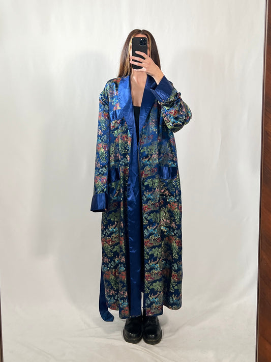 Kimono orientale vintage blu tg XL