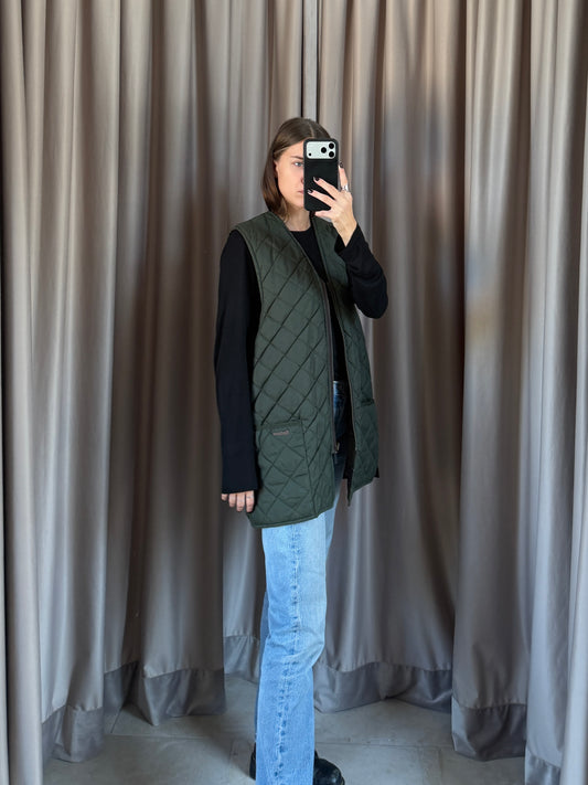 Gilet Barbour vintage verde con zip tg C44