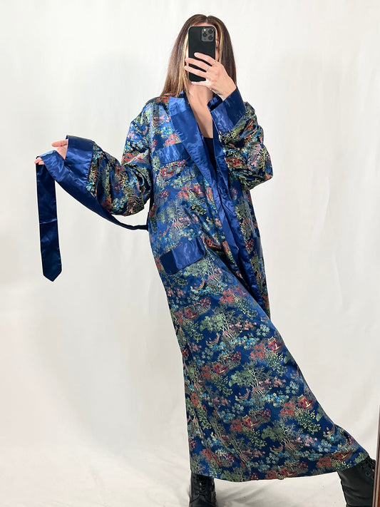 Kimono orientale vintage blu tg XL