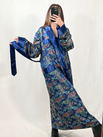 Carica l&#39;immagine nel visualizzatore di Gallery, Kimono orientale vintage blu tg XL
