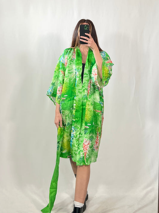 Kimono orientale vintage verde tg M