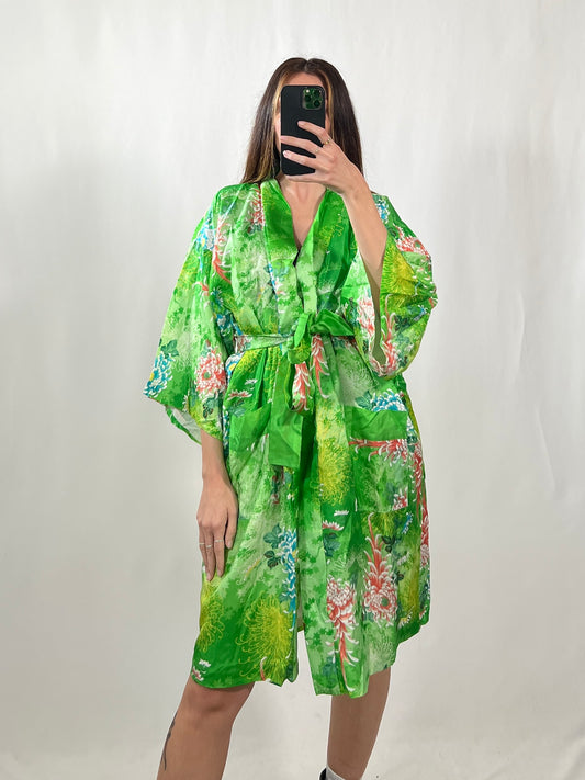 Kimono orientale vintage verde tg M